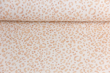 Rib Jersey, Rippenjersey mit Leoprint, wollweiß, braun, 0,5 m